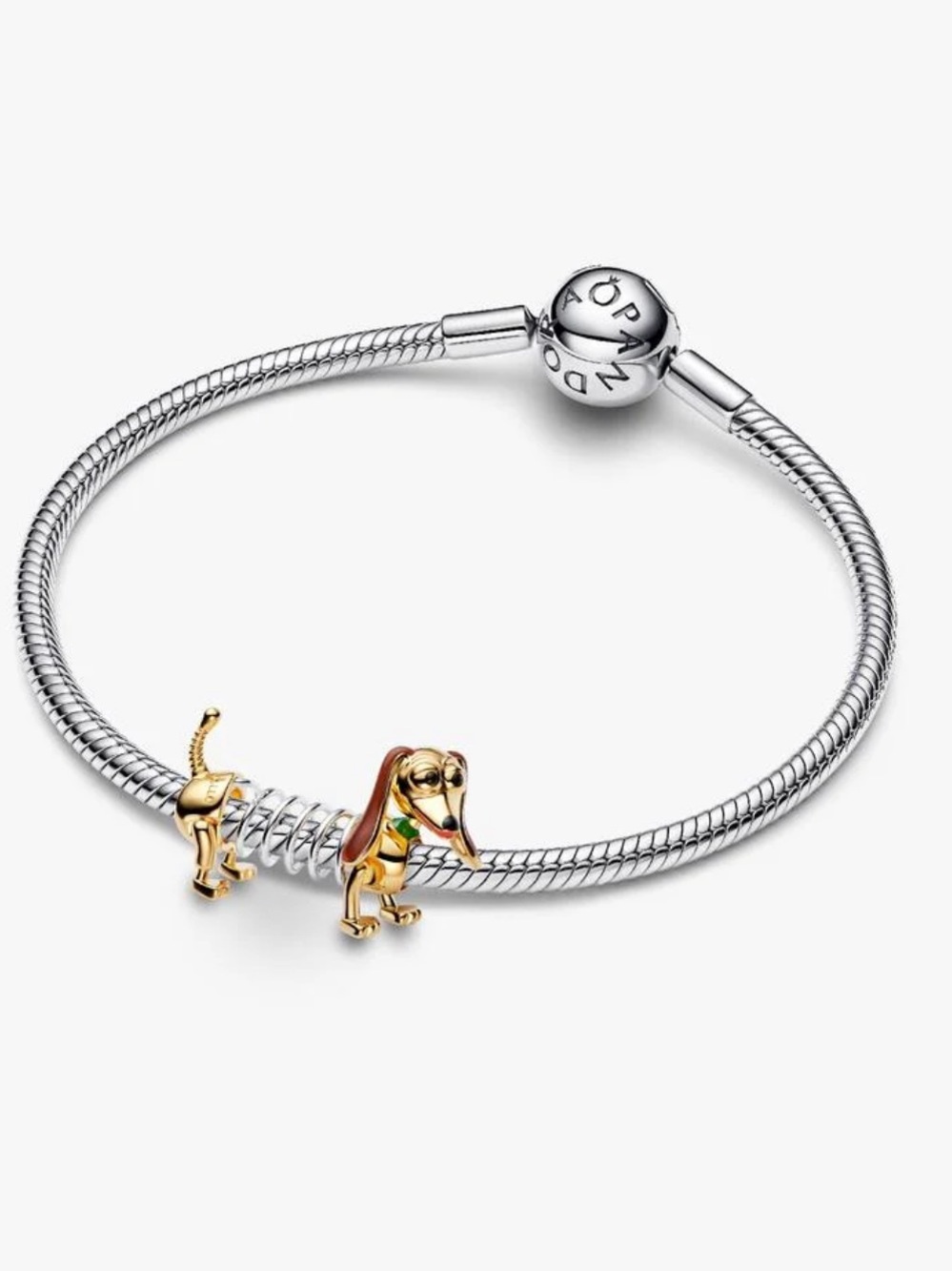 Pandora Gold and Silver Pixar Disney Slinky Dog Charm - Picture 3 of 12